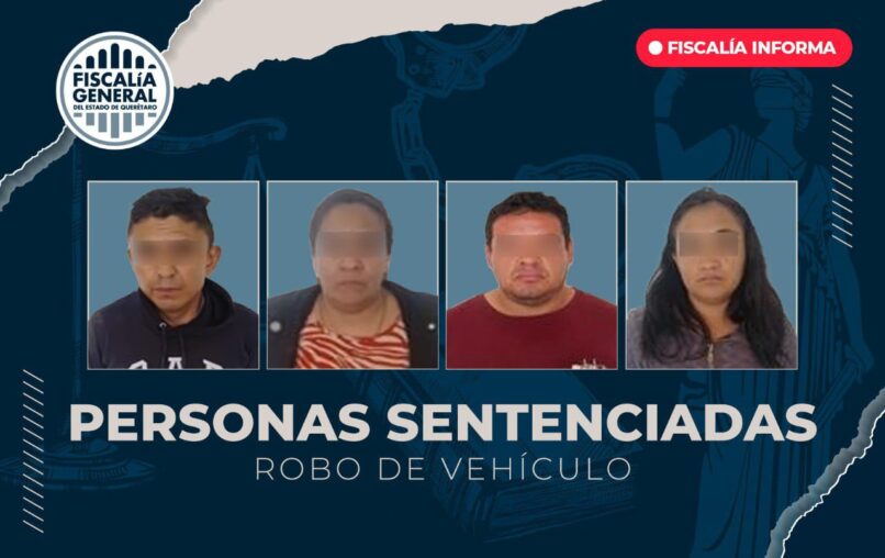 Obtiene FGE sentencia condenatoria conjunta de 20 años de prisión para 4 responsables de robo de vehículo