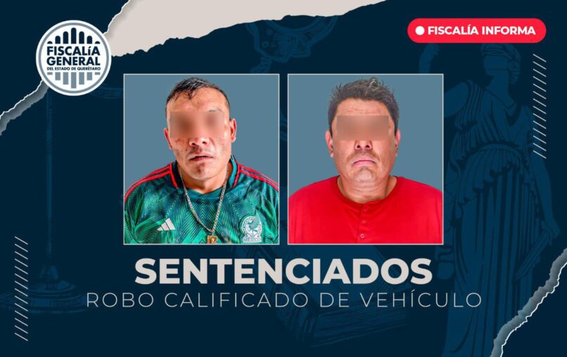 Obtiene FGE sentencia conjunta de 10 años para 2 personas por robo de vehículo