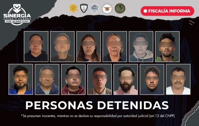 Sinergia por Querétaro realiza cateos en distintos puntos del estado y consolida resultados con detenciones, aseguramientos y ordenes de aprehensión cumplimentadas.