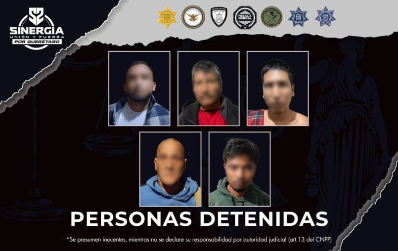 Sinergia por Querétaro realiza cateos simultáneos y logra la detención de cinco personas