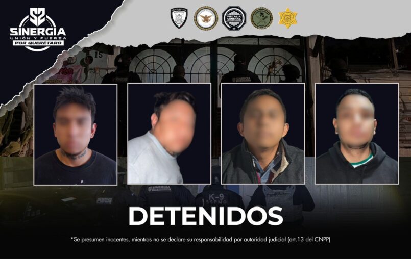 Cateos de Sinergia derivan en la detención de cuatro hombres por delitos de violencia de género y violencia familiar