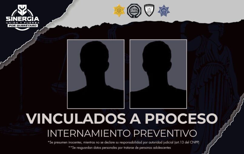 Vinculados a proceso dos adolescentes por tentativa de homicidio y violación a la Ley Federal de Armas de Fuego, fueron detenidos en el marco de operativos en Sinergia por Querétaro.